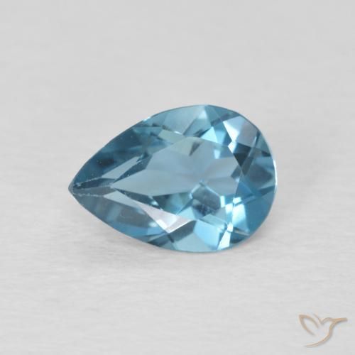 0.81ct Naturale Blu London Topazio, Forma a pera, VS