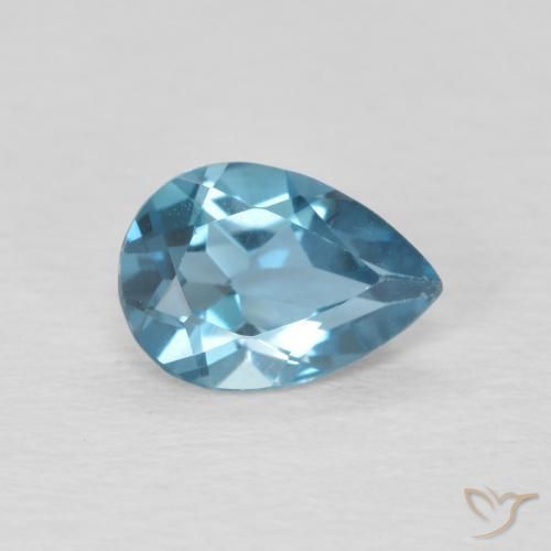 Topazio Blu London naturale da 0.81 ct, Forma a pera, VS