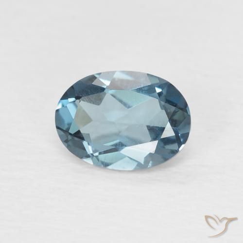 0.96ct Naturale Blu London Topazio, Ovale, VVS-VS