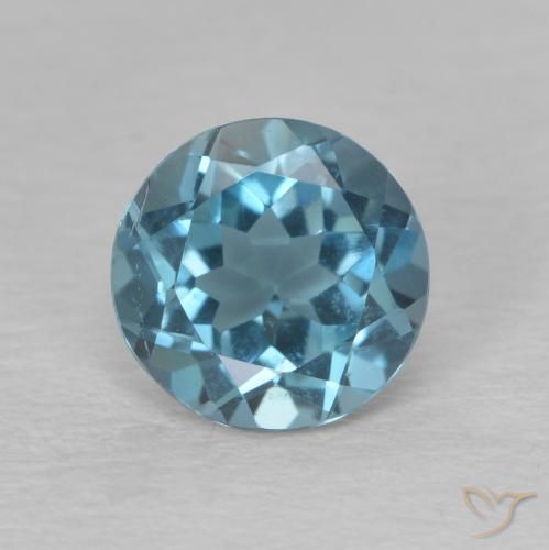 Topazio naturale blu da 1,59 ct, taglio rotondo, VVS-VS