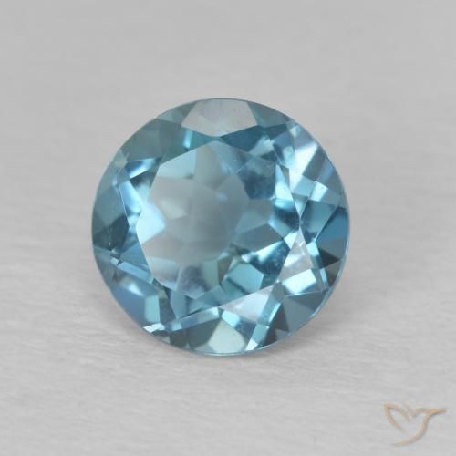 Topazio naturale blu da 1,59 ct, taglio rotondo, VVS-VS