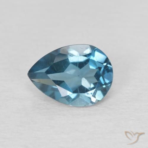 Topazio Blu London naturale da 0.93 ct, Forma a pera, VVS-VS