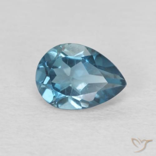 Topazio Blu London naturale da 0.93 ct, Forma a pera, VVS-VS