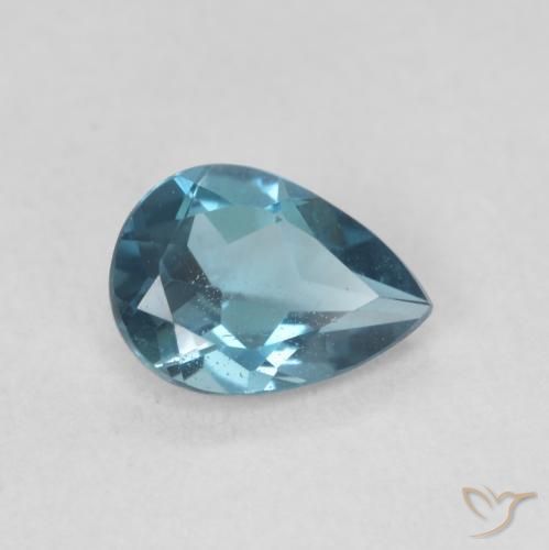 Topazio Blu London naturale da 0.81 ct, Forma a pera, VVS-VS