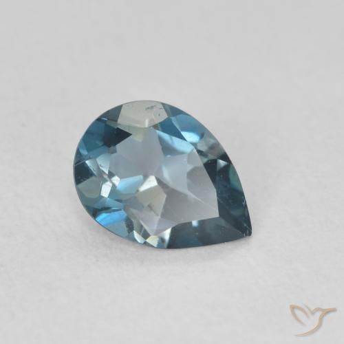 Topazio Blu London naturale da 0.77 ct, Forma a pera, VVS-VS