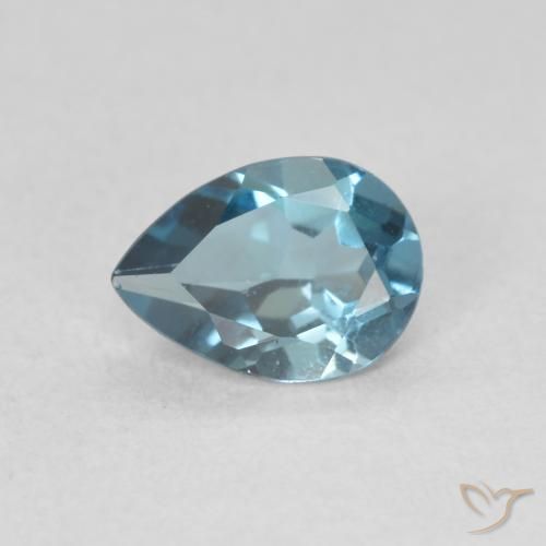 0.83ct Naturale Blu London Topazio, Forma a pera, VVS-VS