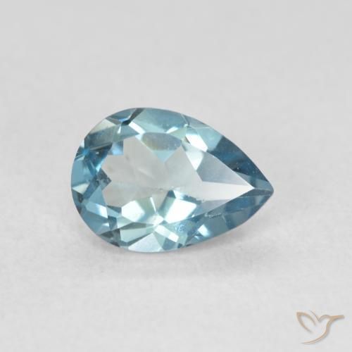 Topazio Celeste naturale da 0.86 ct, Forma a pera, VVS-VS