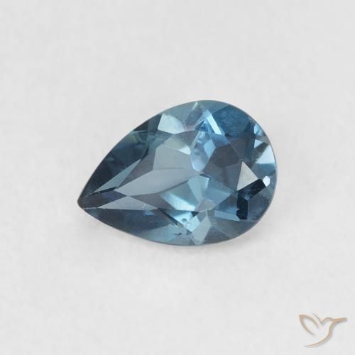 Topazio Blu London naturale da 0.85 ct, Forma a pera, VS