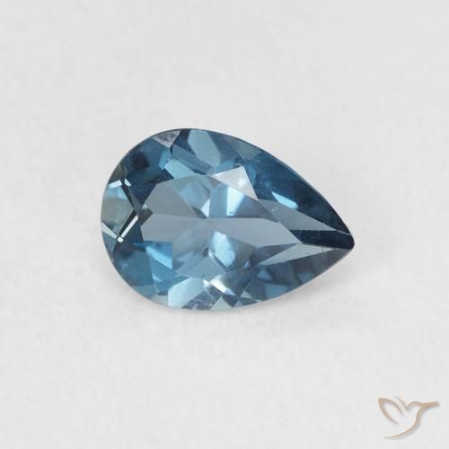 Topazio Blu London naturale da 0.85 ct, Forma a pera, VS