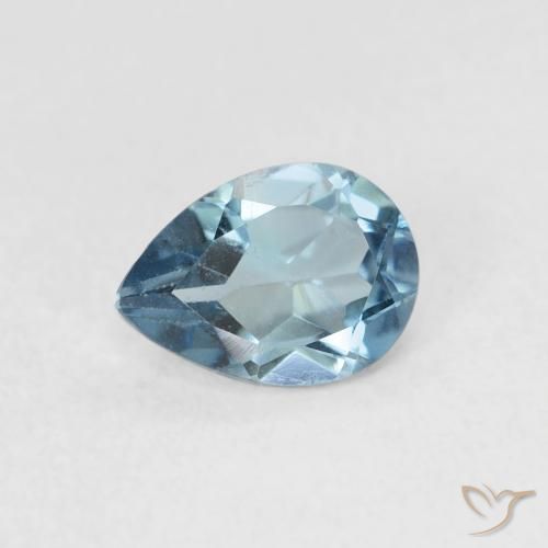 0.90ct Naturale Blu London Topazio, Forma a pera, VS