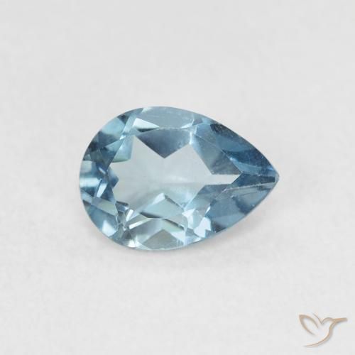 Topazio Blu London naturale da 0.90 ct, Forma a pera, VS