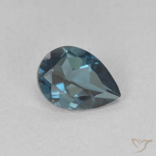 Topazio Blu London naturale da 0.89 ct, Forma a pera, VVS-VS