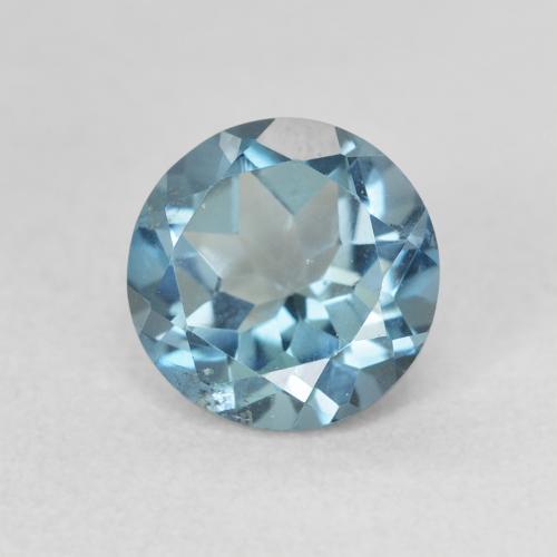 Topazio Intense Silver Aqua-Blue naturale da 1.68 ct, Taglio rotondo, VS