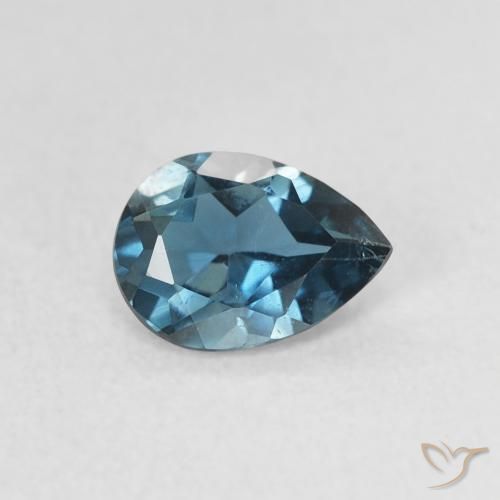 Topazio Blu London naturale da 0.86 ct, Forma a pera, VS
