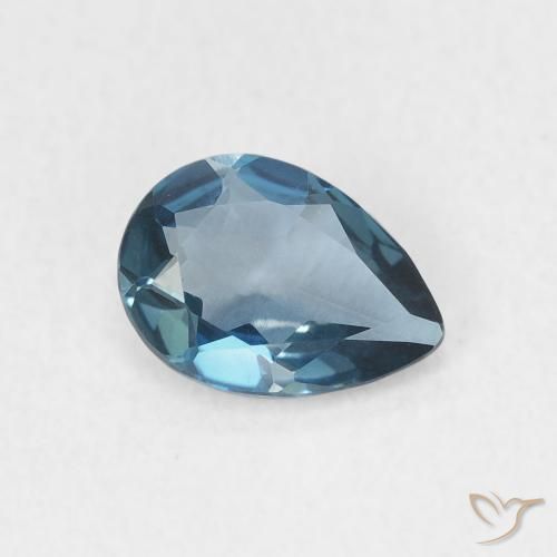 Topazio Blu London naturale da 0.67 ct, Forma a pera, VVS