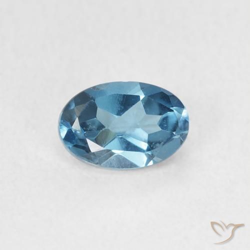 0.64ct Naturale Blu London Topazio, Ovale, VVS