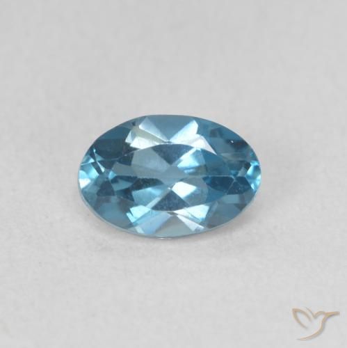 0.61ct Naturale Blu London Topazio, Ovale, VVS