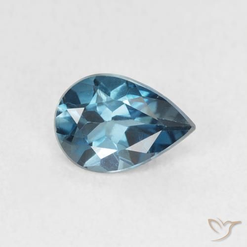 Topazio Blu London naturale da 0.74 ct, Forma a pera, VVS