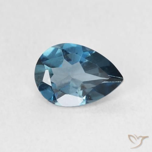 Topazio Blu London naturale da 0.75 ct, Forma a pera, VVS