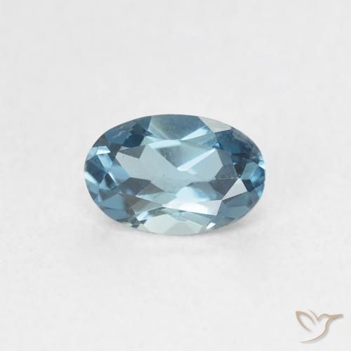 0.63ct Naturale Intense Silver Aqua-Blue Topazio, Ovale, VVS