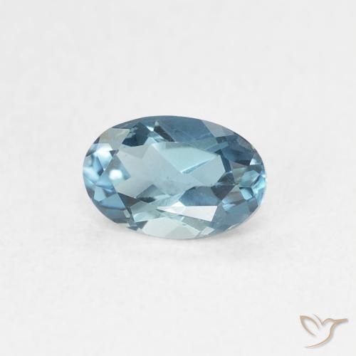 Topazio Intense Silver Aqua-Blue naturale da 0.63 ct, Ovale, VVS
