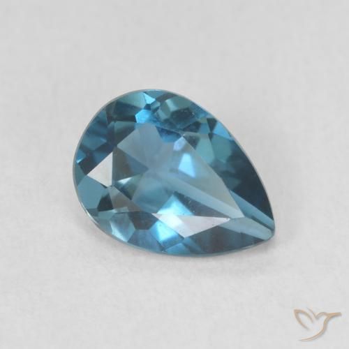 Topazio Blu London naturale da 0.77 ct, Forma a pera, VVS