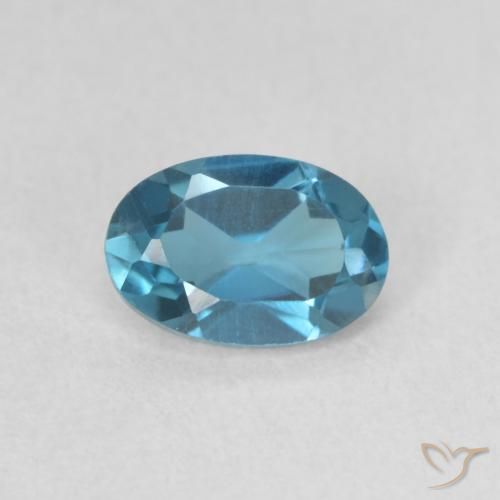0.67ct Naturale Blu London Topazio, Ovale, VVS