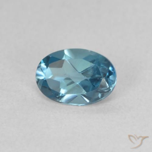 Topazio Blu London naturale da 0.60 ct, Ovale, VVS