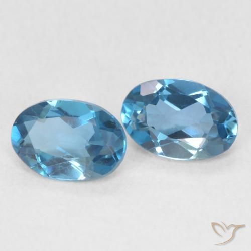 Gemme di Topazio Blu London naturale da 0.98 ct, Ovale, VVS-VS
