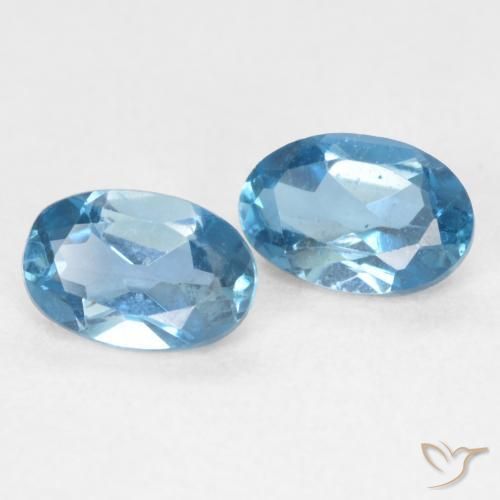 Gemme di Topazio Blu London naturale da 1.06 ct, Ovale, VVS-VS