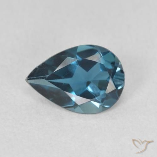 Topazio Blu London naturale da 0.68 ct, Forma a pera, VVS-VS