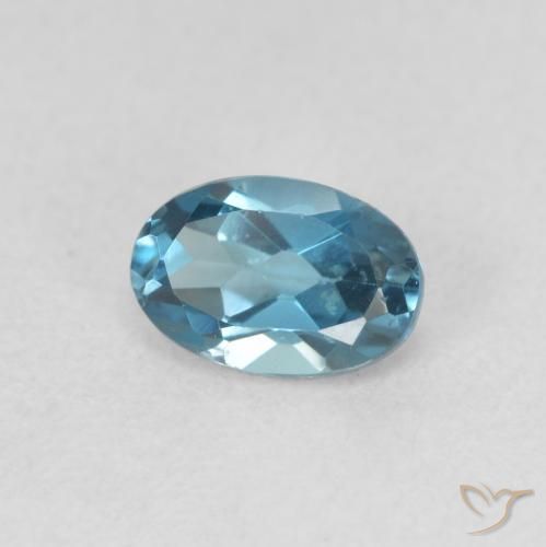 Topazio Blu London naturale da 0.65 ct, Ovale, VVS-VS
