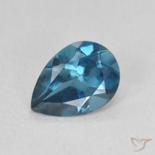 Topazio Blu London naturale da 0.80 ct, Forma a pera, VVS-VS