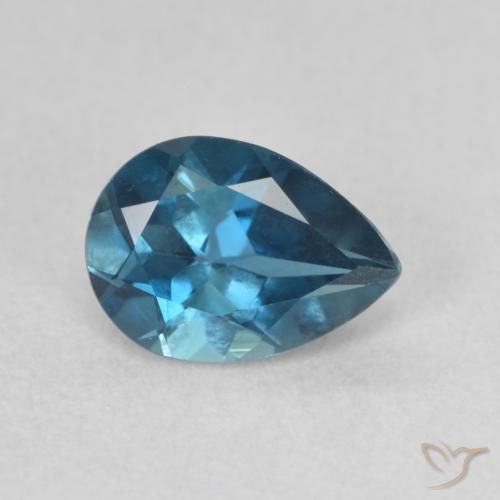 Topazio Blu London naturale da 0.80 ct, Forma a pera, VVS-VS