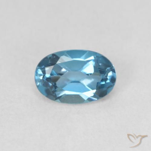 0.67ct Naturale Blu London Topazio, Ovale, VVS-VS
