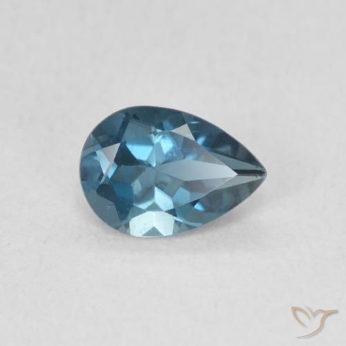 0.80ct Naturale Blu London Topazio, Forma a pera, VS