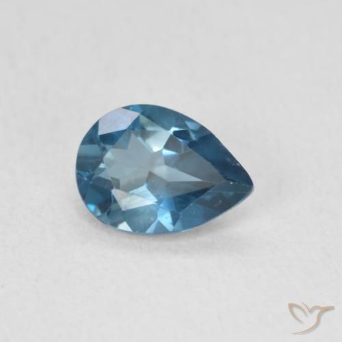 Topazio Blu London naturale da 0.75 ct, Forma a pera, VS