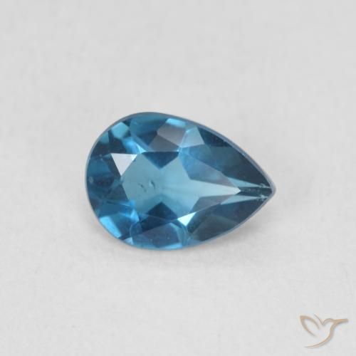 0.74ct Naturale Blu London Topazio, Forma a pera, VS