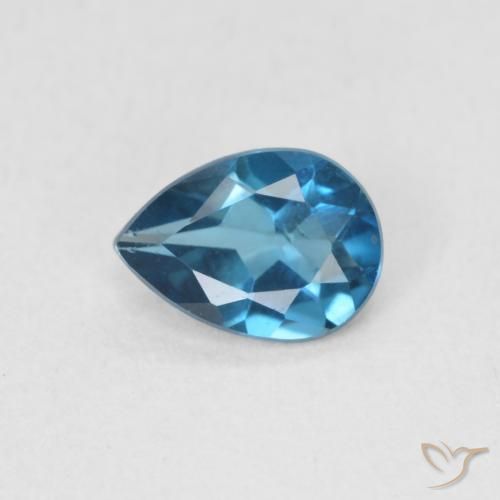Topazio Blu London naturale da 0.74 ct, Forma a pera, VS