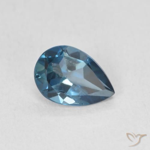 Topazio Blu London naturale da 0.86 ct, Forma a pera, VS