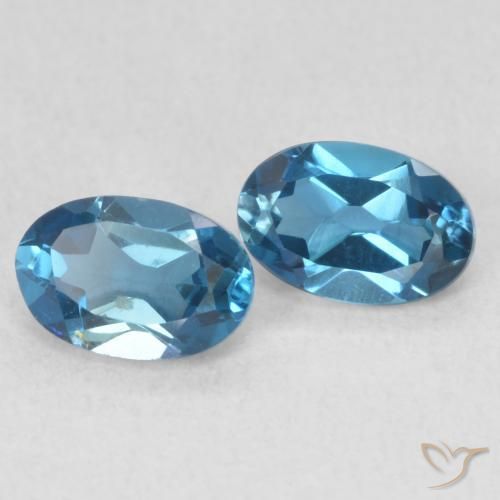 Gemme di Topazio Blu London naturale da 1.27 ct, Ovale, VVS-VS