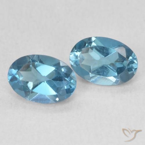 Gemme di Topazio Blu London naturale da 1.31 ct, Ovale, VS