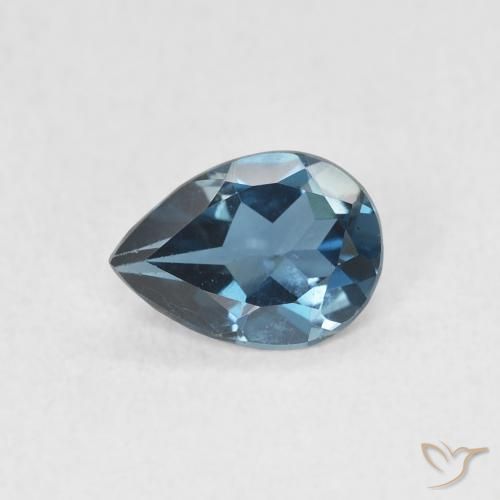 Topazio Blu London naturale da 0.71 ct, Forma a pera, VVS-VS