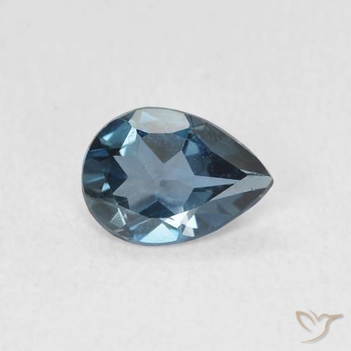 Topazio Blu London naturale da 0.71 ct, Forma a pera, VVS-VS