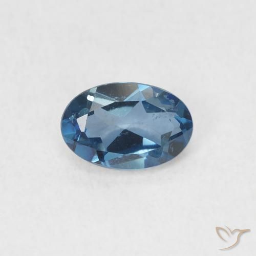 0.60ct Naturale Blu London Topazio, Ovale, VVS-VS