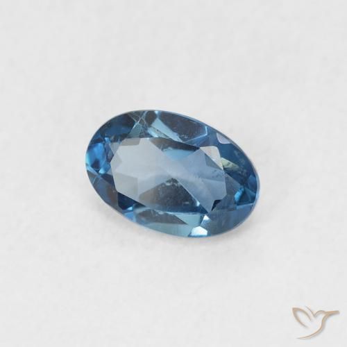 Topazio Blu London naturale da 0.60 ct, Ovale, VVS-VS
