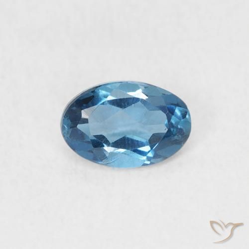0.56ct Naturale Blu London Topazio, Ovale, VVS-VS