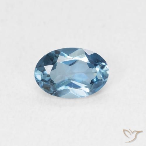 0.56ct Naturale Blu London Topazio, Ovale, VVS-VS