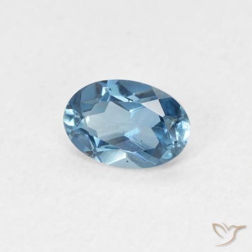 Topazio Blu London naturale da 0.56 ct, Ovale, VVS-VS