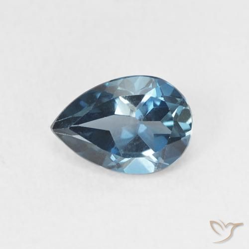 Topazio Blu London naturale da 0.91 ct, Forma a pera, VS